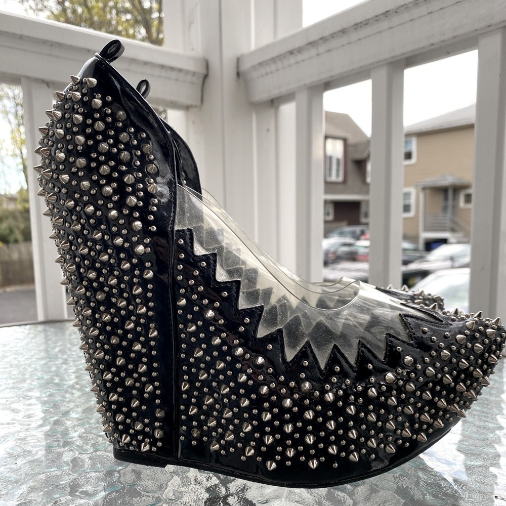 Jeffrey Campbell Audrey Black Spiked Wedge